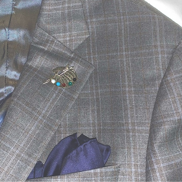 vintage 925 STERLING artist palette SEMI PRECIOUS paint CABOCHONS marcasite - Picture 11 of 15